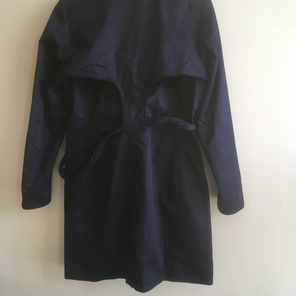 H&M Trench Coat in Navy Blue with Black Details sz 12 - Picture 5 of 8